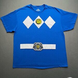 Power Rangers Men T-Shirt Blue Cotton XXL Costume Graphic 90s Nostalgia Tee